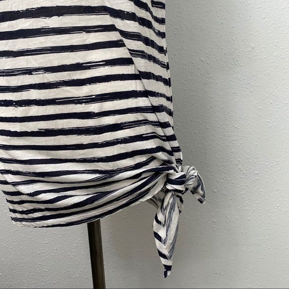 Michael Kors Striped Relaxed Fit  Tie Hem Top - Picture 6 of 7